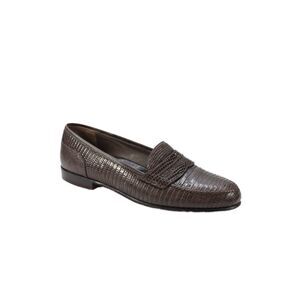 Warren Edwards Womens Lizard Slip On Loafers Shoes Dark Brown Size 8.5